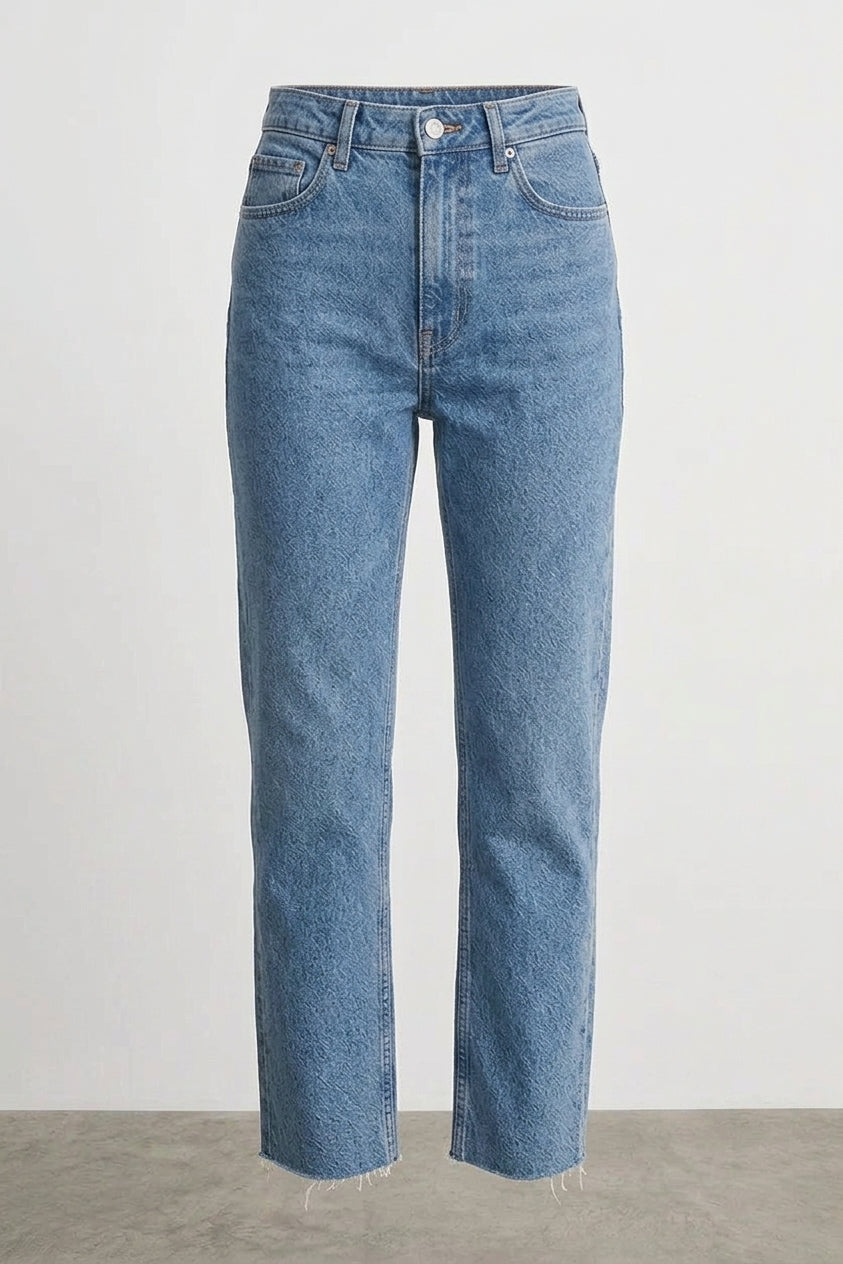 High Waist Rigid Straight Jeans
