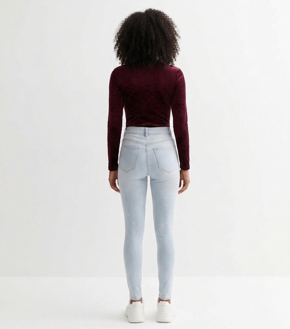 Pale Blue High-Waist Skinny Jeans