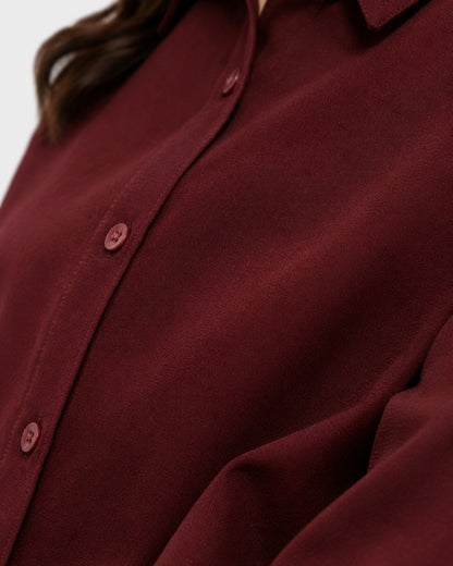 Maroon  Cotton Button Down Shirt