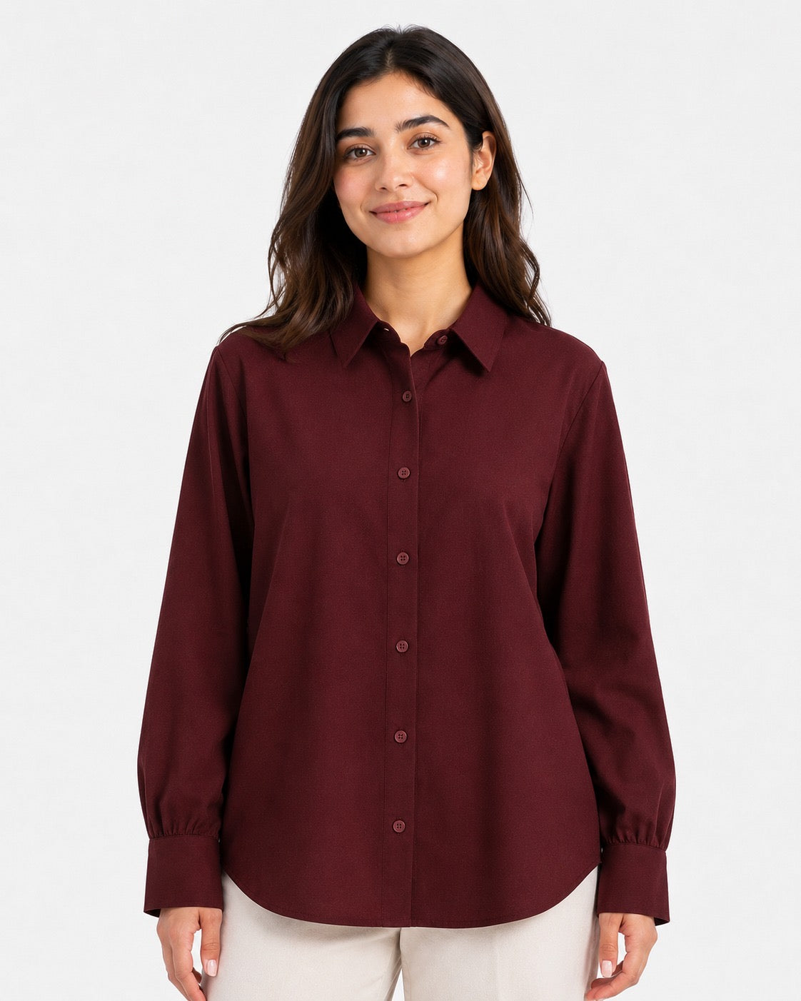 Maroon  Cotton Button Down Shirt