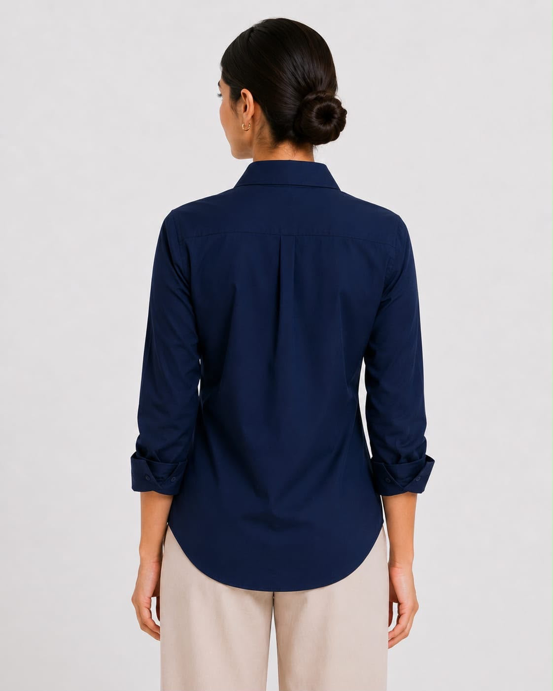 Navy Blue  Cotton Button Down Shirt