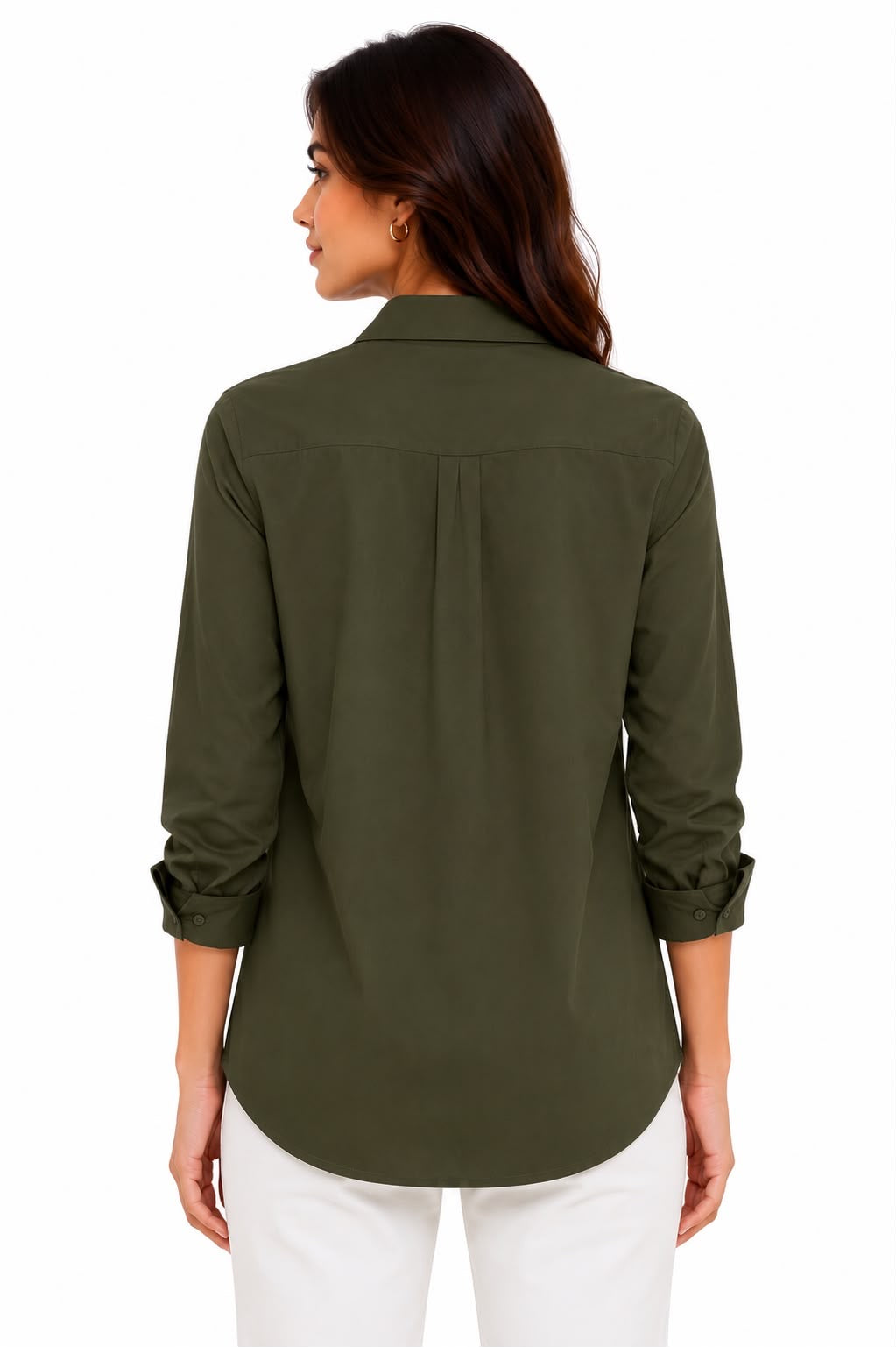 Olive Green Cotton Button Down Shirt