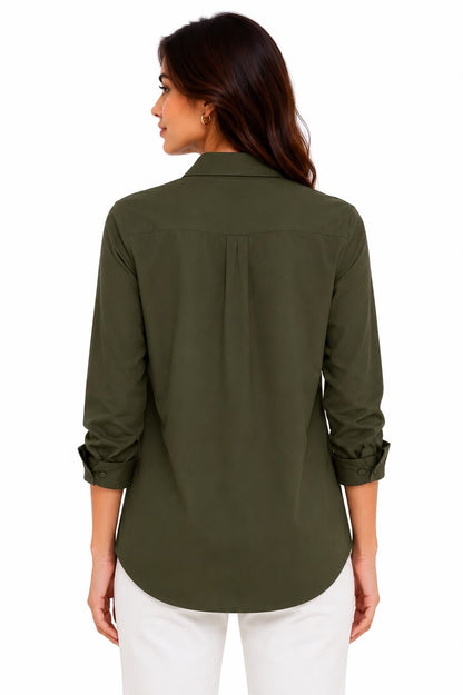 Olive Green Cotton Button Down Shirt