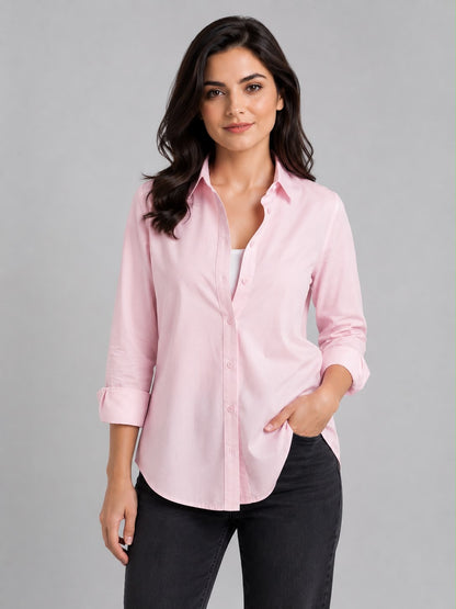 Pink Cotton Button Down Shirt