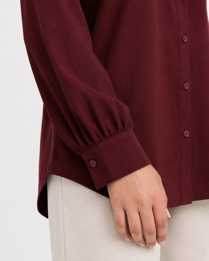 Maroon  Cotton Button Down Shirt