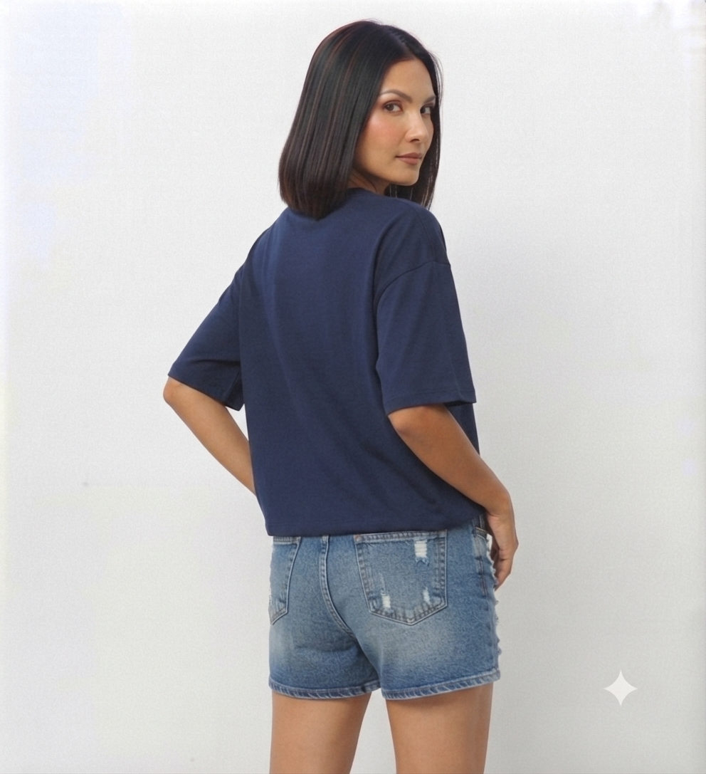 Navy Blue Drop Shoulder Tee