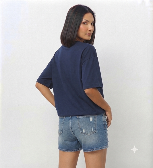 Navy Blue Drop Shoulder Tee