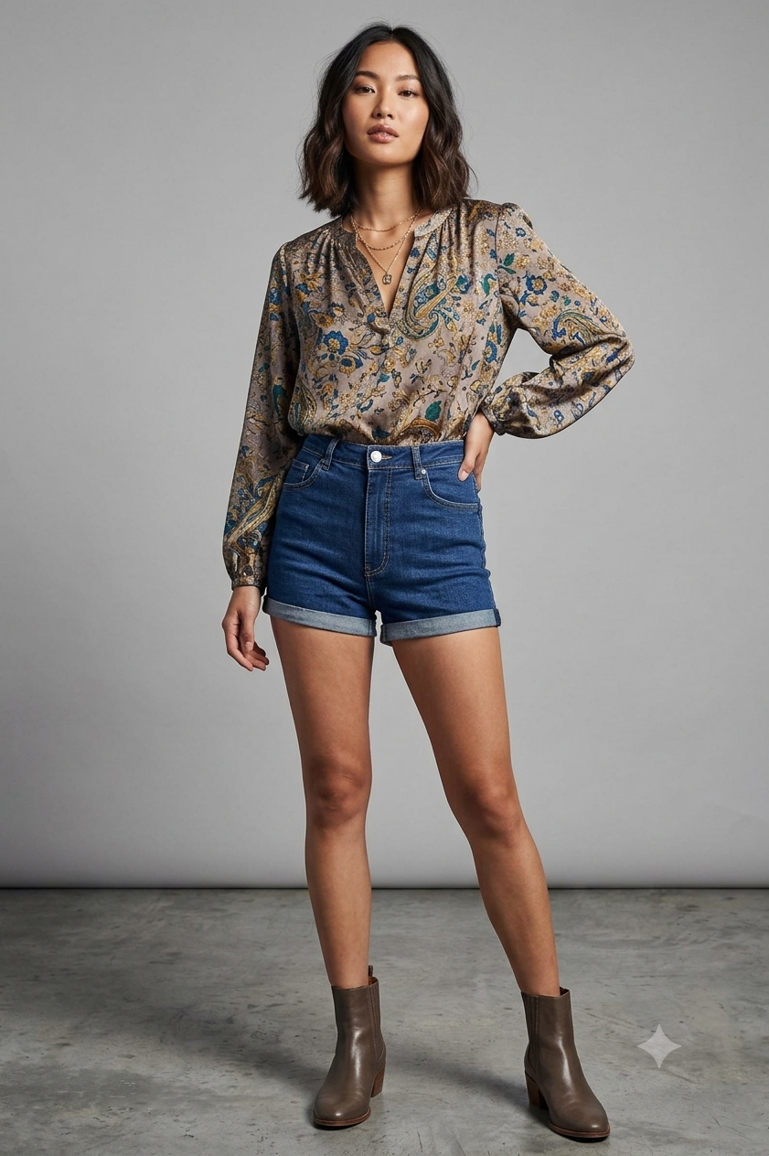 Classic High-Rise Denim Shorts