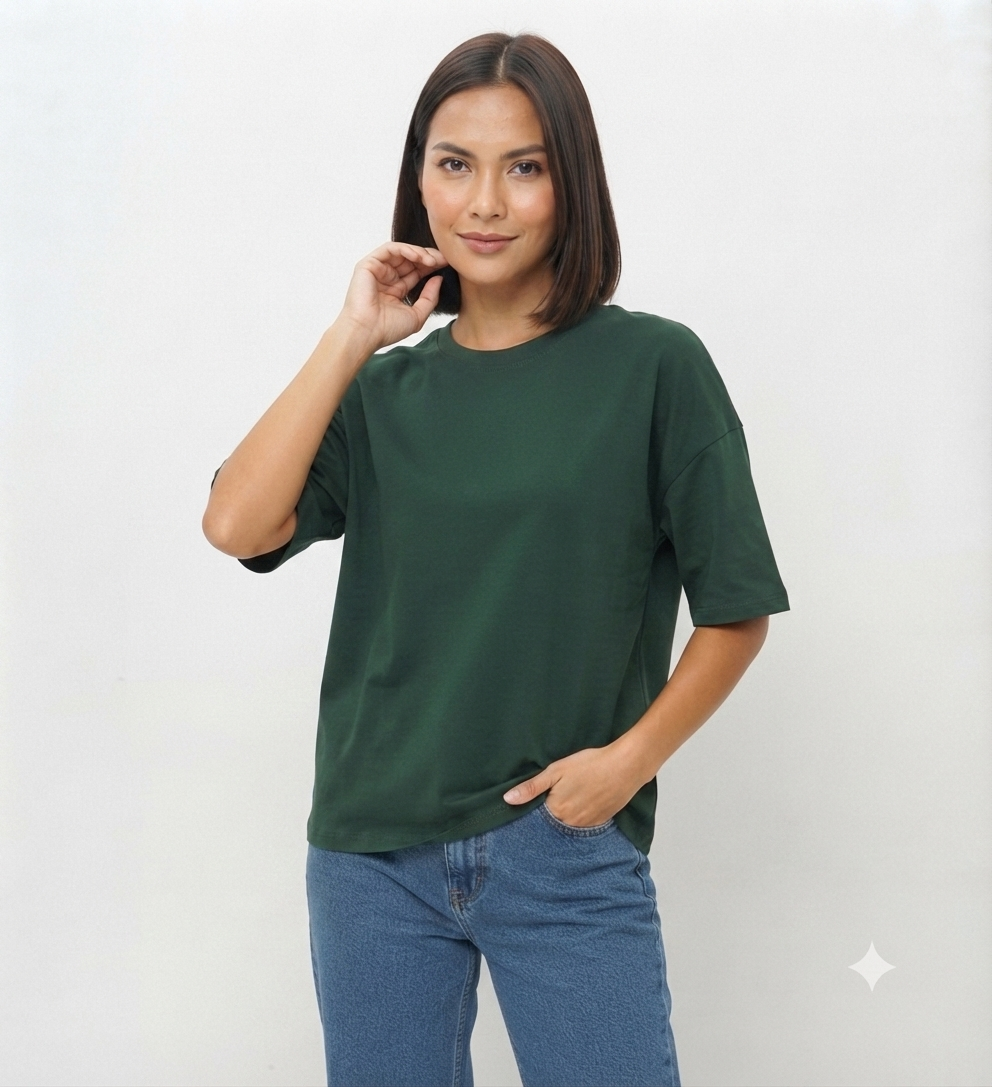 Dark Green Drop Shoulder Tee
