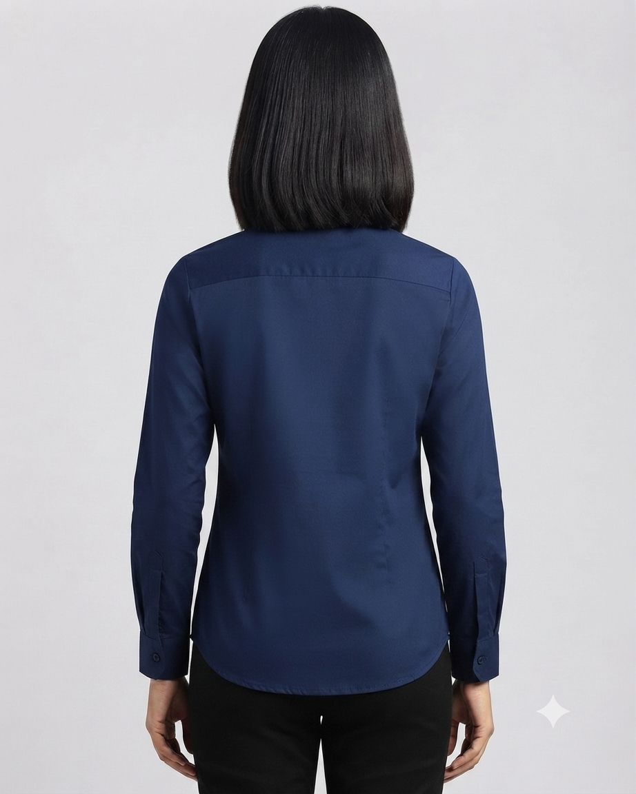 Navy Blue  Cotton Button Down Shirt