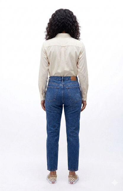 Blue High-Waisted Mom Jeans