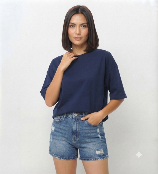 Navy Blue Drop Shoulder Tee