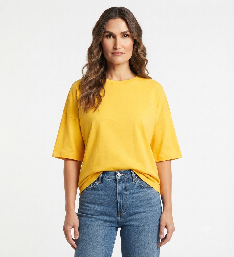 Yellow Drop Shoulder Tee