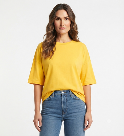 Yellow Drop Shoulder Tee