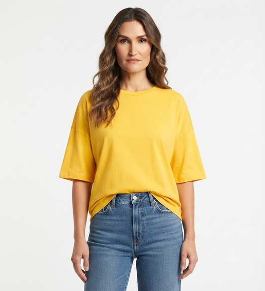 Yellow Drop Shoulder Tee