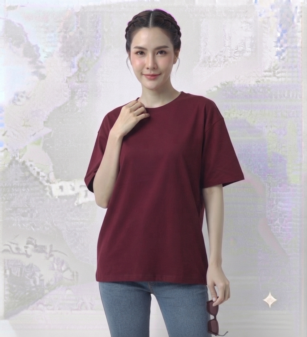 Maroon Drop Shoulder Tee