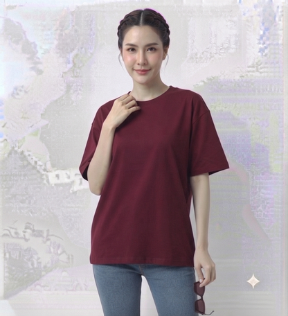 Maroon Drop Shoulder Tee
