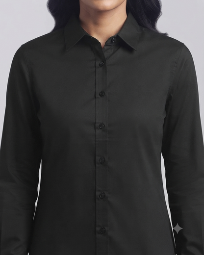 Black Cotton Button Down Shirt