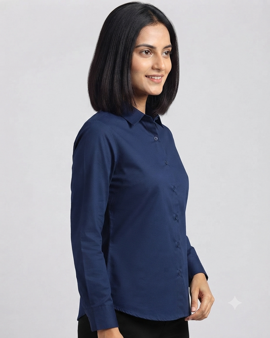 Navy Blue  Cotton Button Down Shirt
