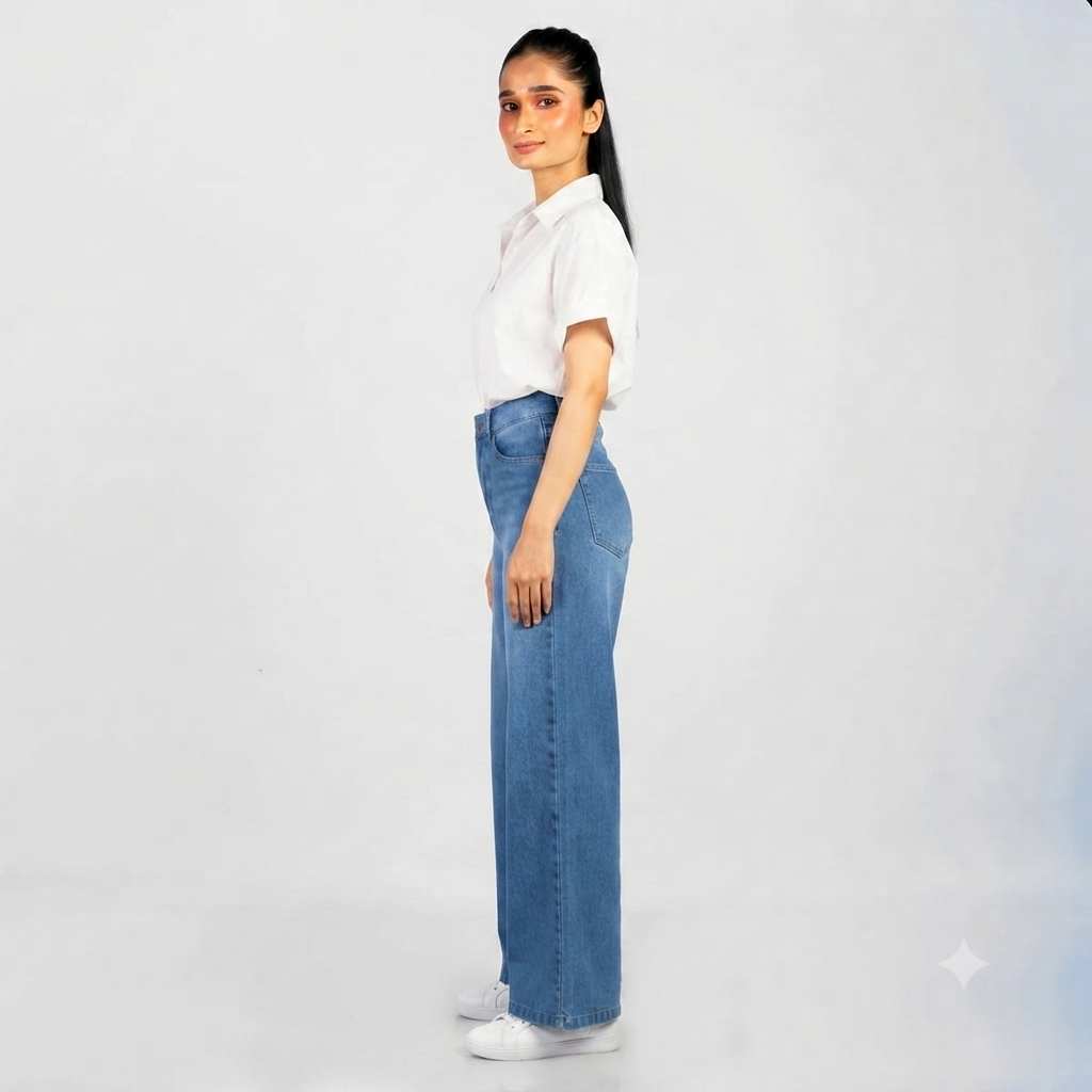 Mid-Blue Wide Leg