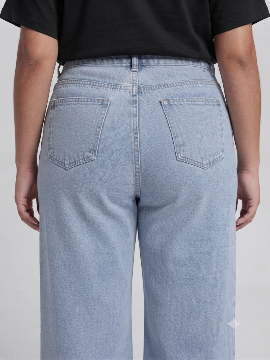Icy Blue High Waisted Wide Leg