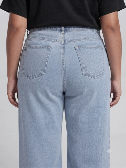Icy Blue High Waisted Wide Leg