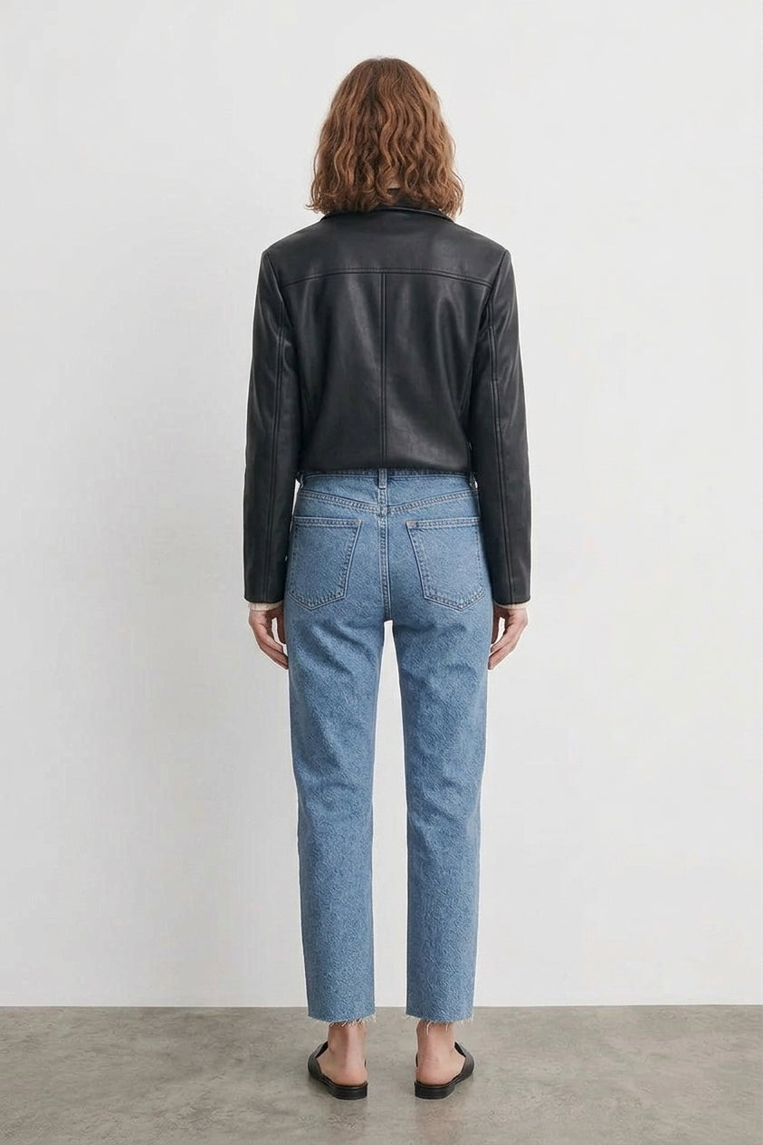 High Waist Rigid Straight Jeans