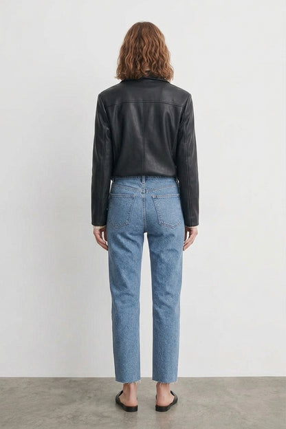 High Waist Rigid Straight Jeans