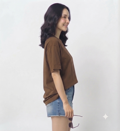 Brown Drop Shoulder Tee