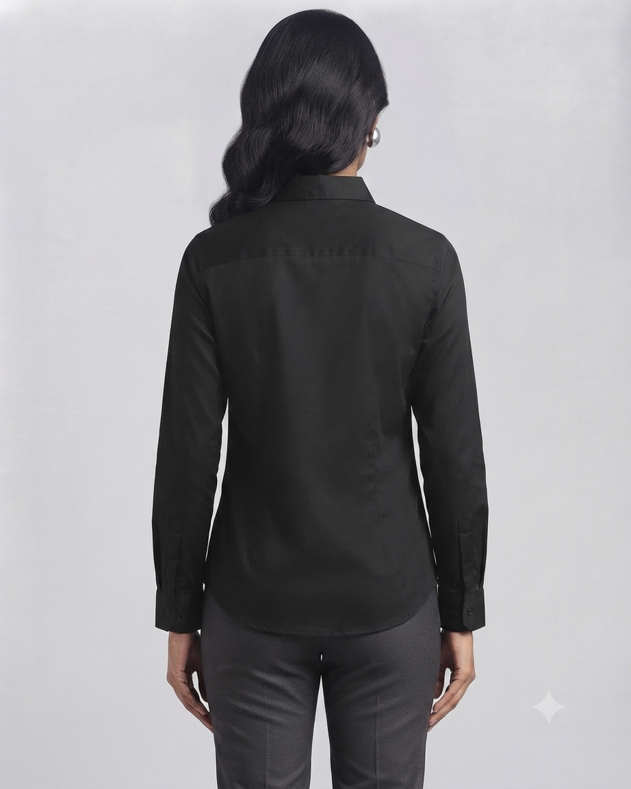 Black Cotton Button Down Shirt