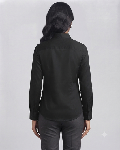 Black Cotton Button Down Shirt