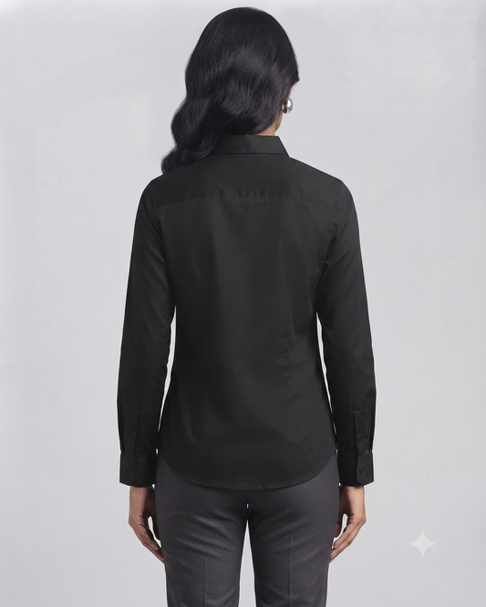 Black Cotton Button Down Shirt