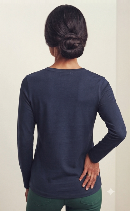 Premium Navy Blue Long Sleeve Tee