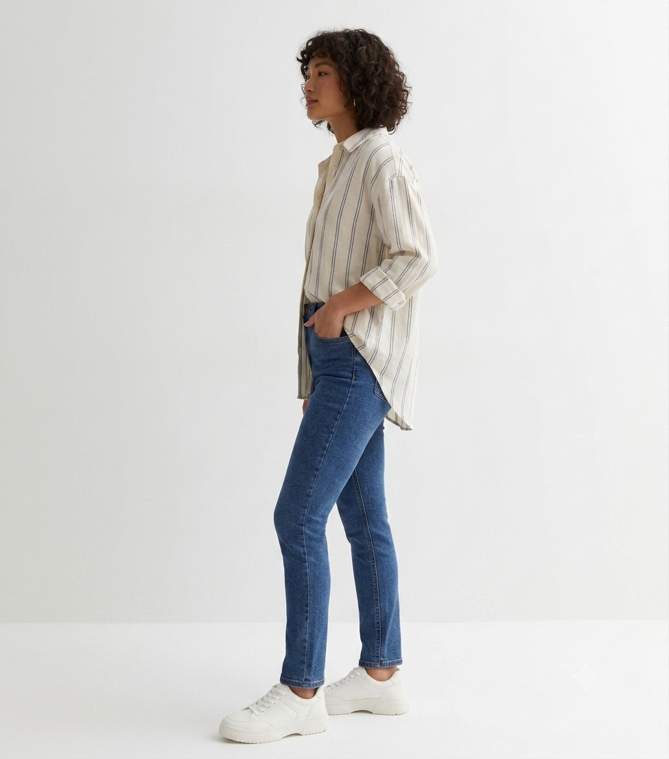 Petite Blue Mid-Rise Amie Skinny Jeans