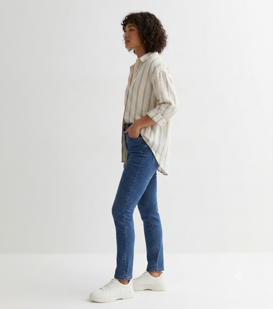 Petite Blue Mid-Rise Amie Skinny Jeans