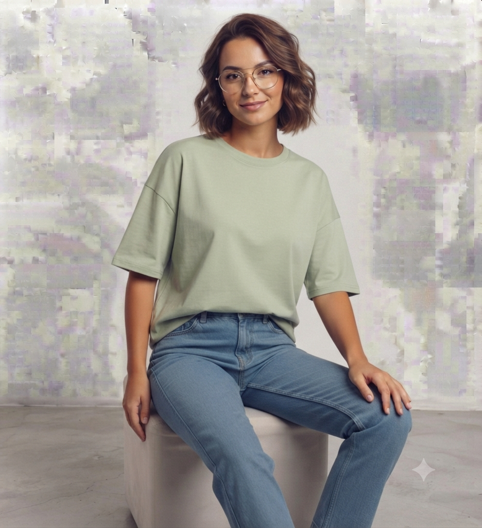 Light Green Drop Shoulder Tee