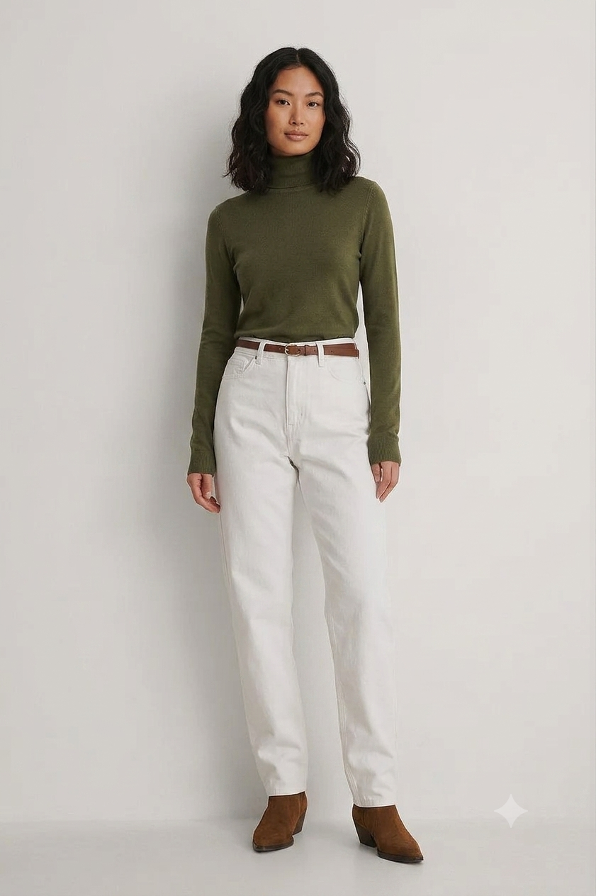 Loose Fit Straight Jeans - White