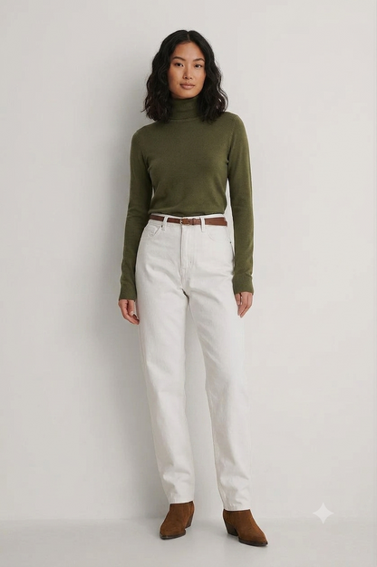 Loose Fit Straight Jeans - White