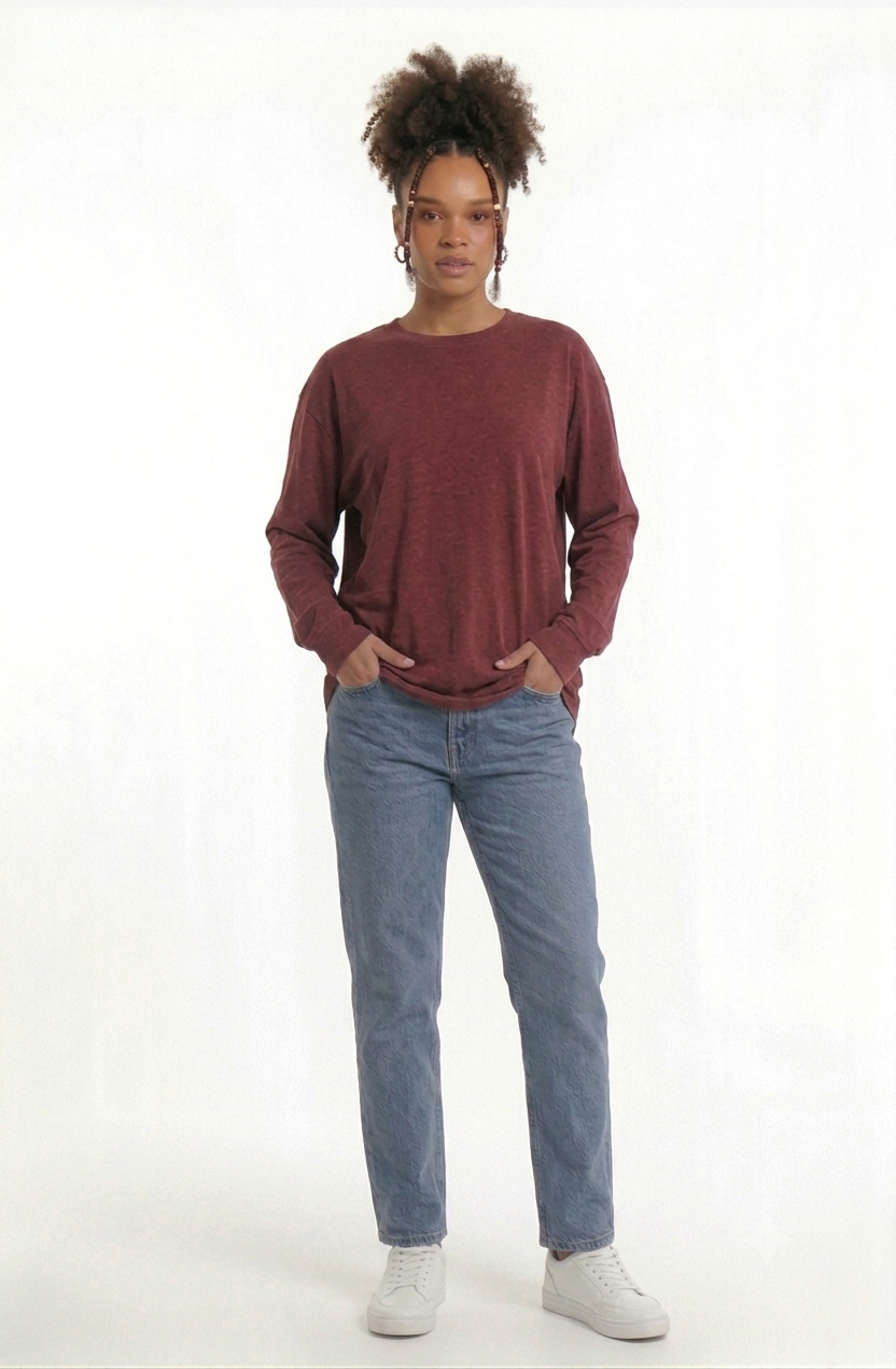Premium Maroon Long Sleeve Tee