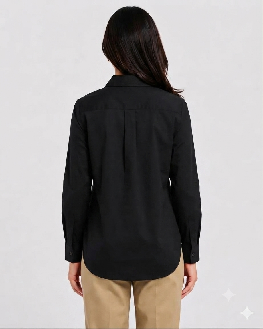 Black Cotton Button Down Shirt