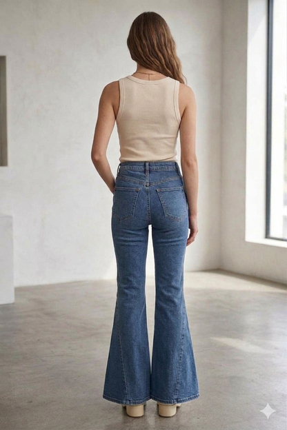 Mid-Wash Bell Bottom Flare Jeans