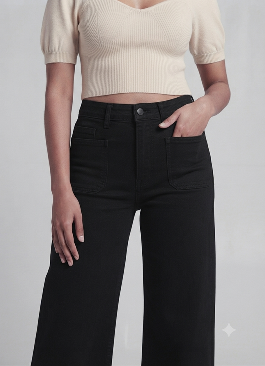 Premium Black High Waist Wide Leg