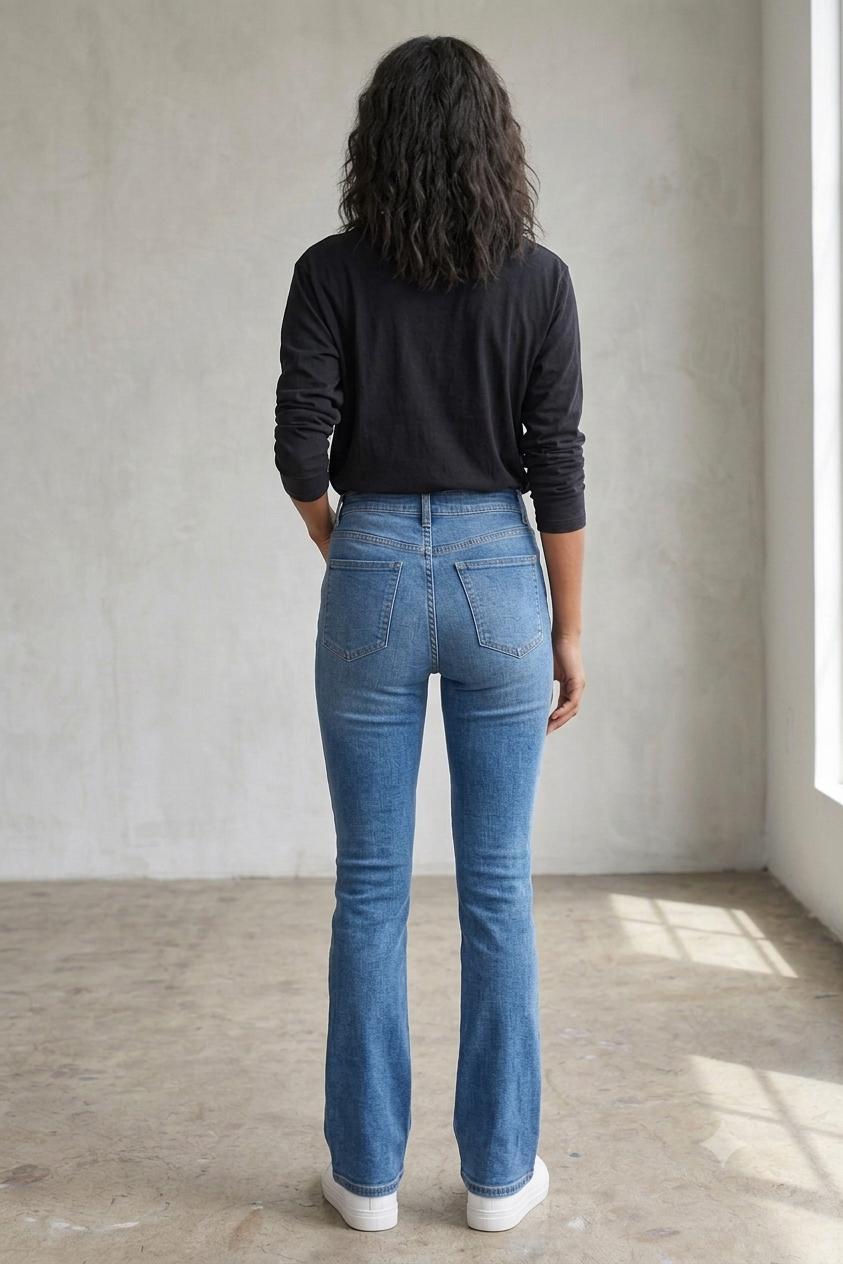 High-Waisted Mid-Wash Flare Jeans