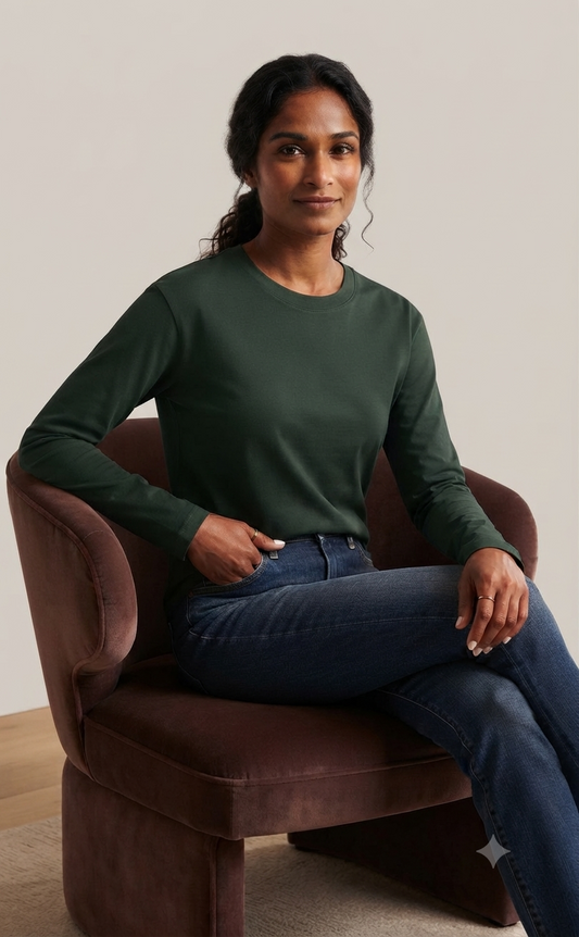 Premium Dark Green Long Sleeve Tee
