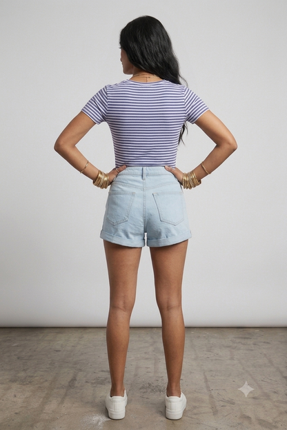 High-Waisted Denim Shorts