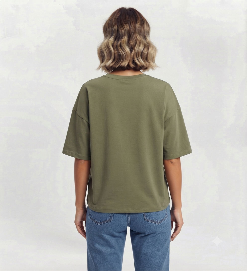 Olive Green Drop Shoulder Tee
