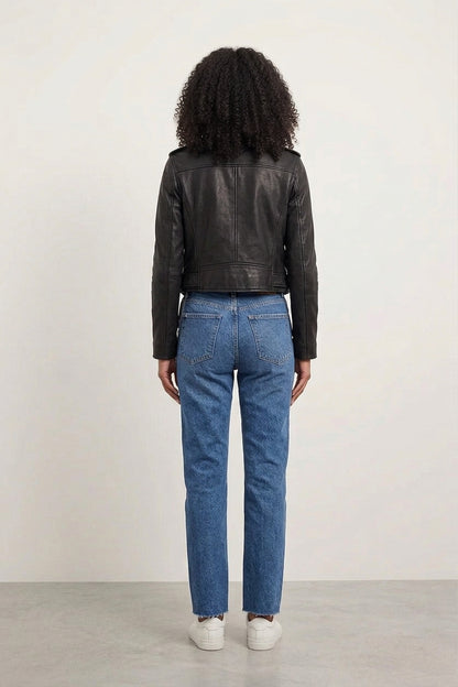 Premium Black Mid Waist Straight Jeans