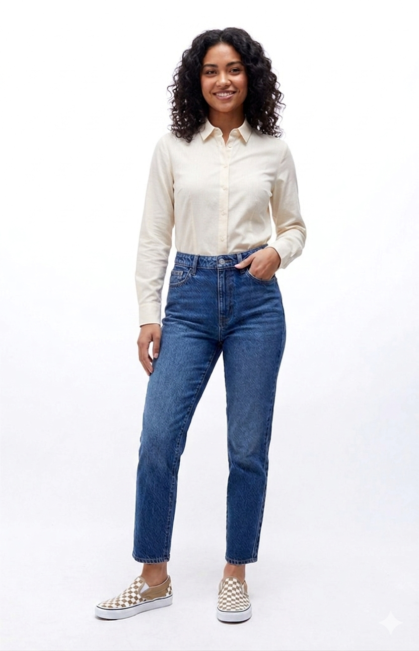 Blue High-Waisted Mom Jeans