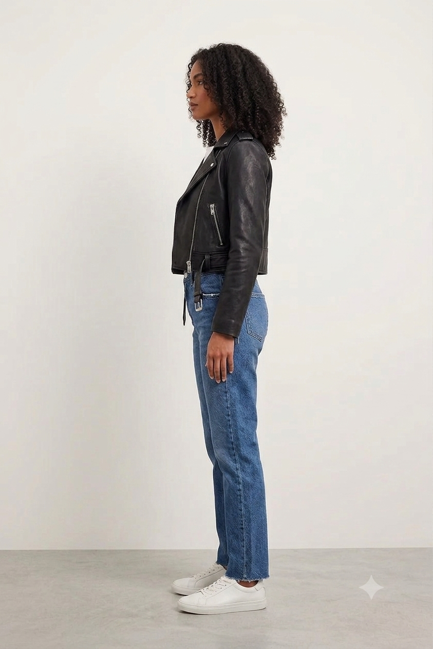 Premium Black Mid Waist Straight Jeans