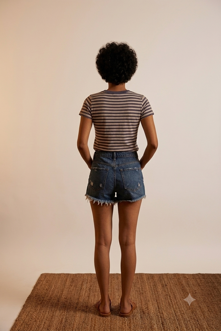 Distressed Raw-Hem Denim Shorts